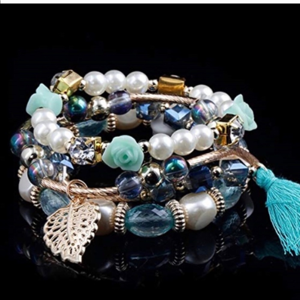 Tassel Bracelets with Flower Accents